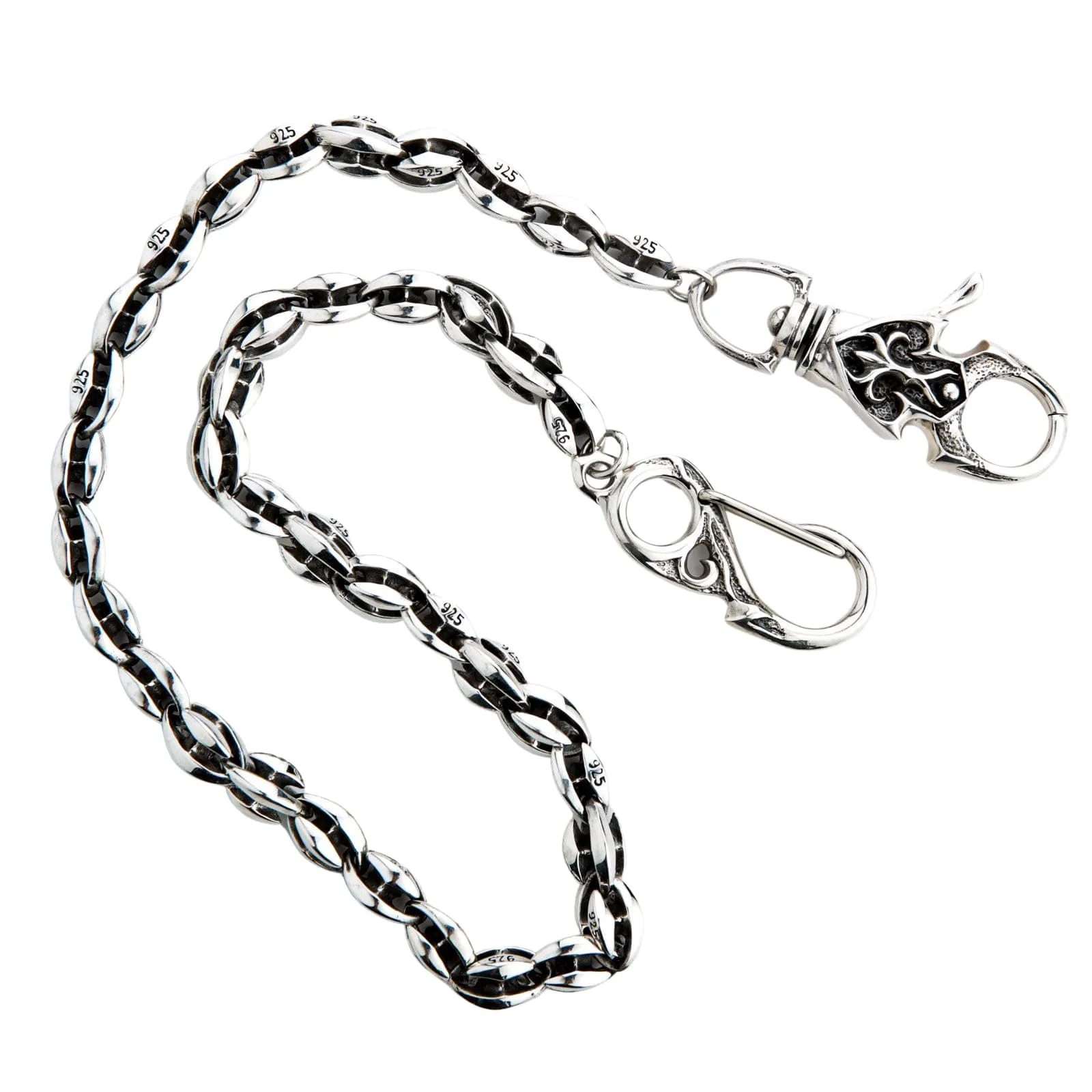 Sterling Silver Custom Blossom Blade Tribal Biker Wallet Chain