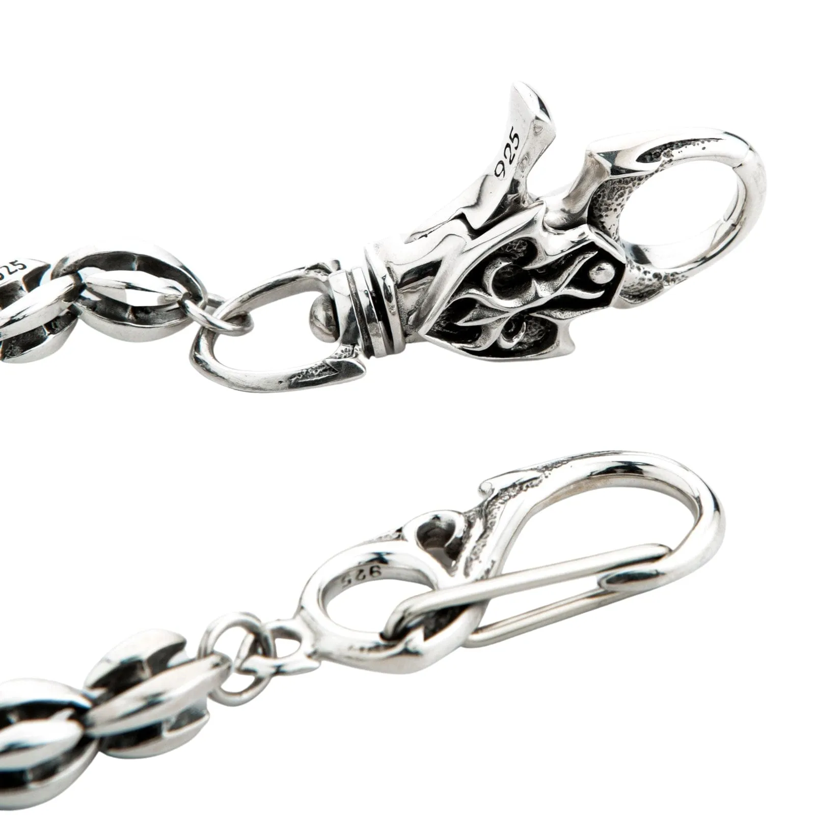 Sterling Silver Custom Blossom Blade Tribal Biker Wallet Chain