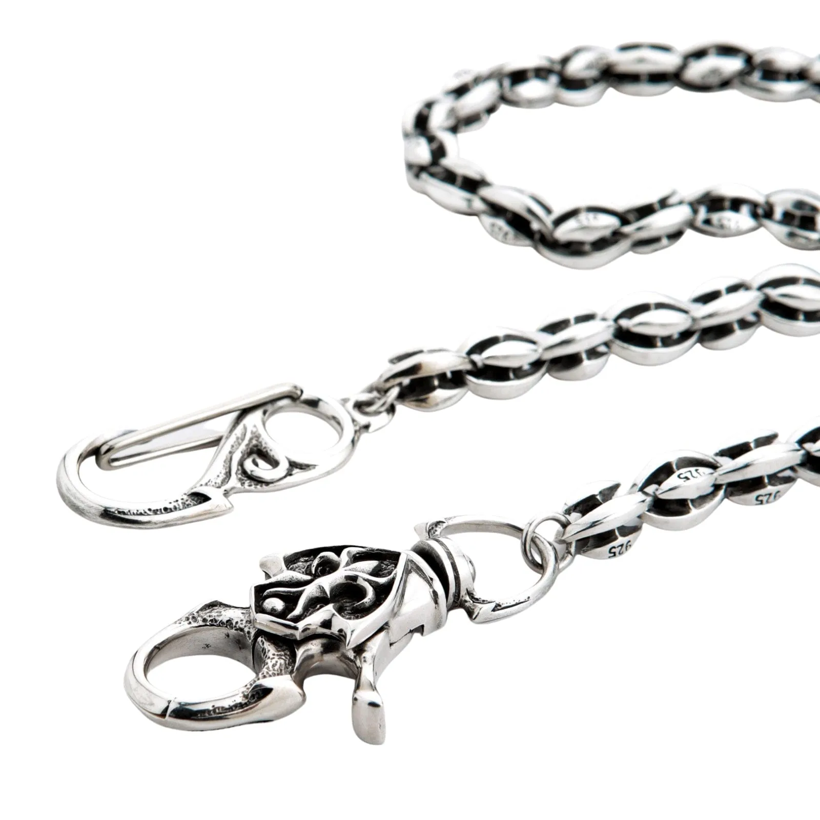 Sterling Silver Custom Blossom Blade Tribal Biker Wallet Chain