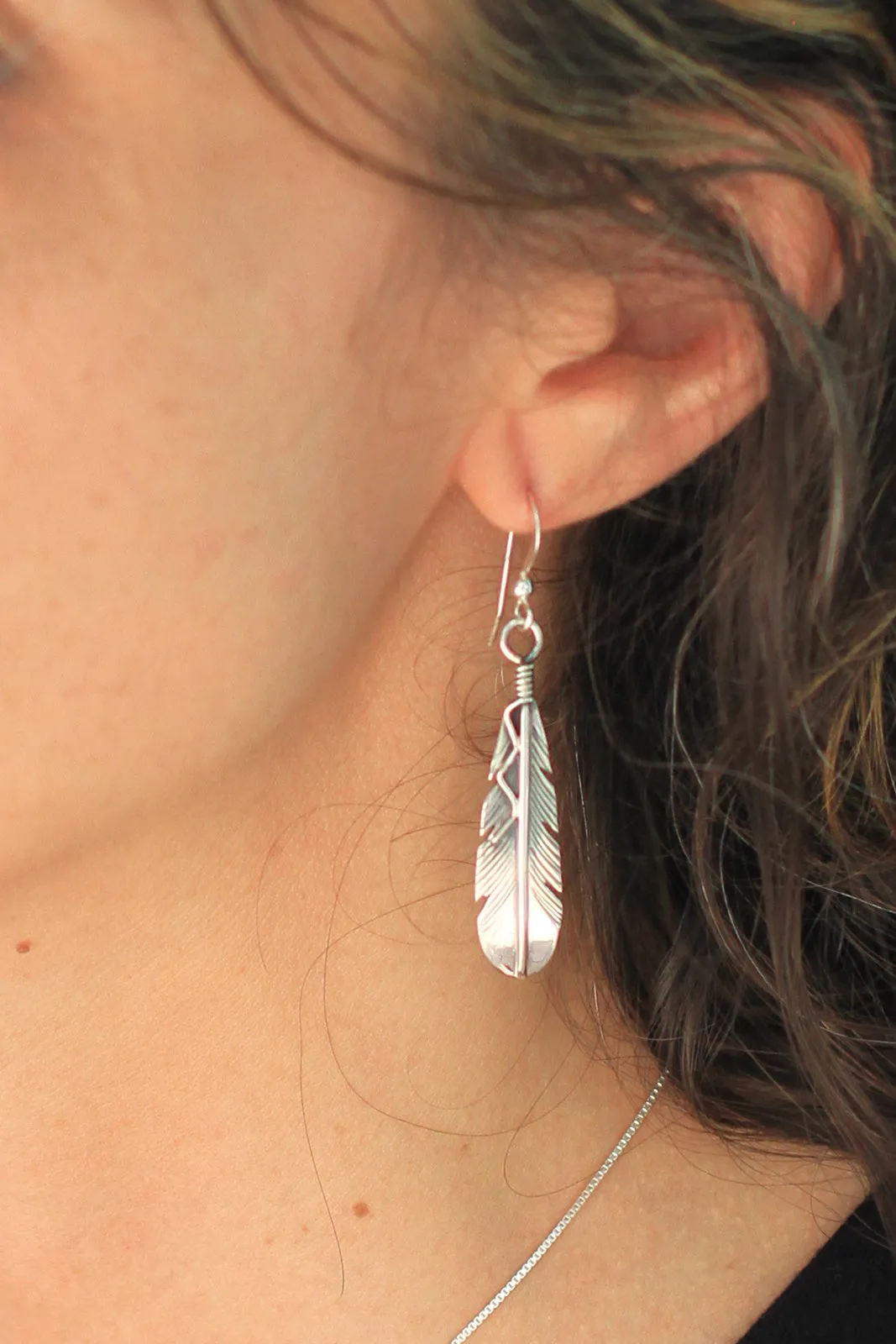 Sterling Silver Feather Earrings