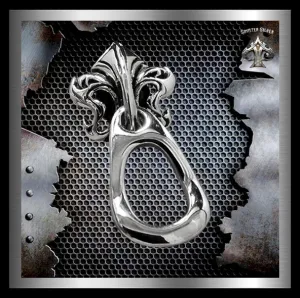 Sterling Silver Fleur De Lis Wallet Chain Connector Biker Concho