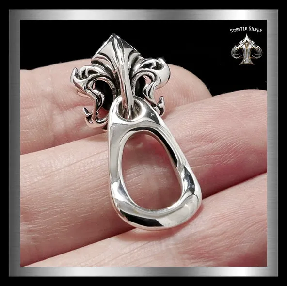 Sterling Silver Fleur De Lis Wallet Chain Connector Biker Concho