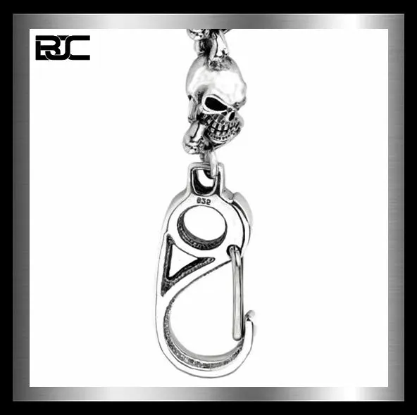 Sterling Silver Heavy Biker Bone Crusher Skull Wallet Chain