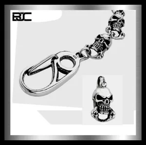 Sterling Silver Heavy Biker Bone Crusher Skull Wallet Chain
