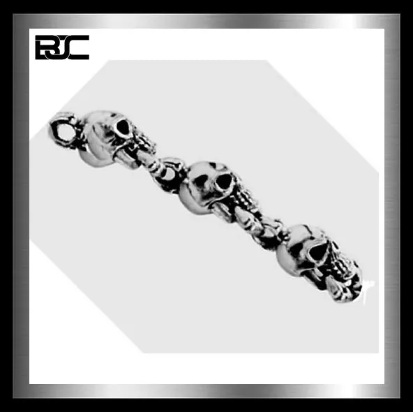 Sterling Silver Heavy Biker Bone Crusher Skull Wallet Chain