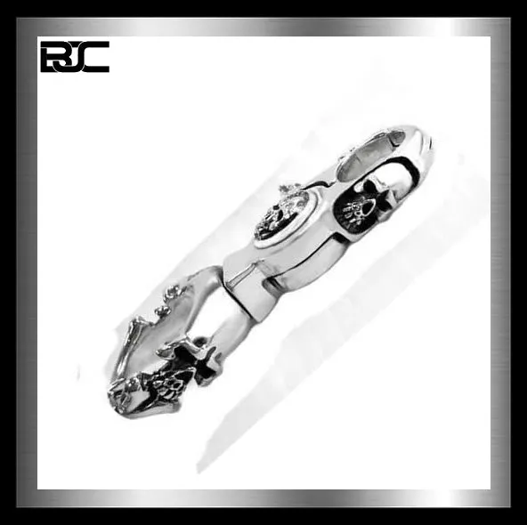 Sterling Silver Skull Gang Biker Belt Clip Wallet Connector Keychain