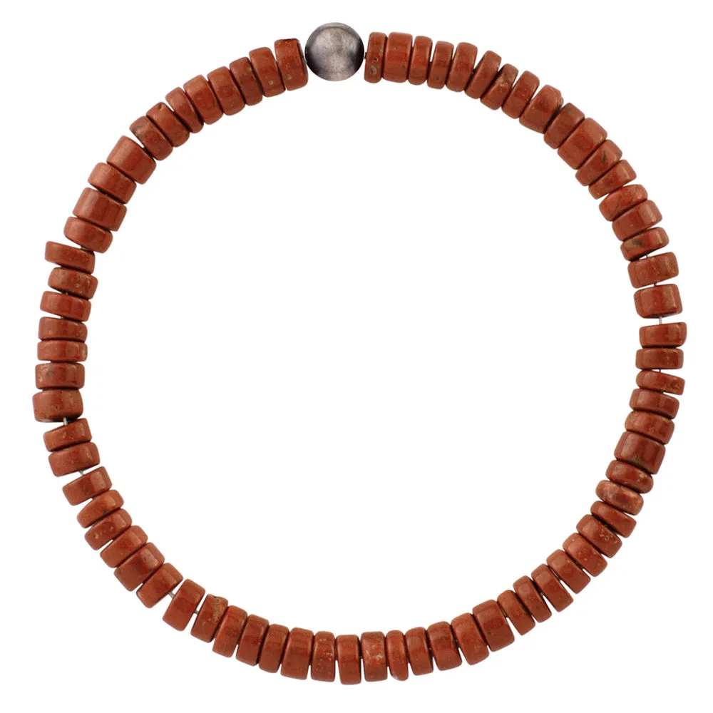 Stone & Sterling Stretch Bracelet in Red Jasper