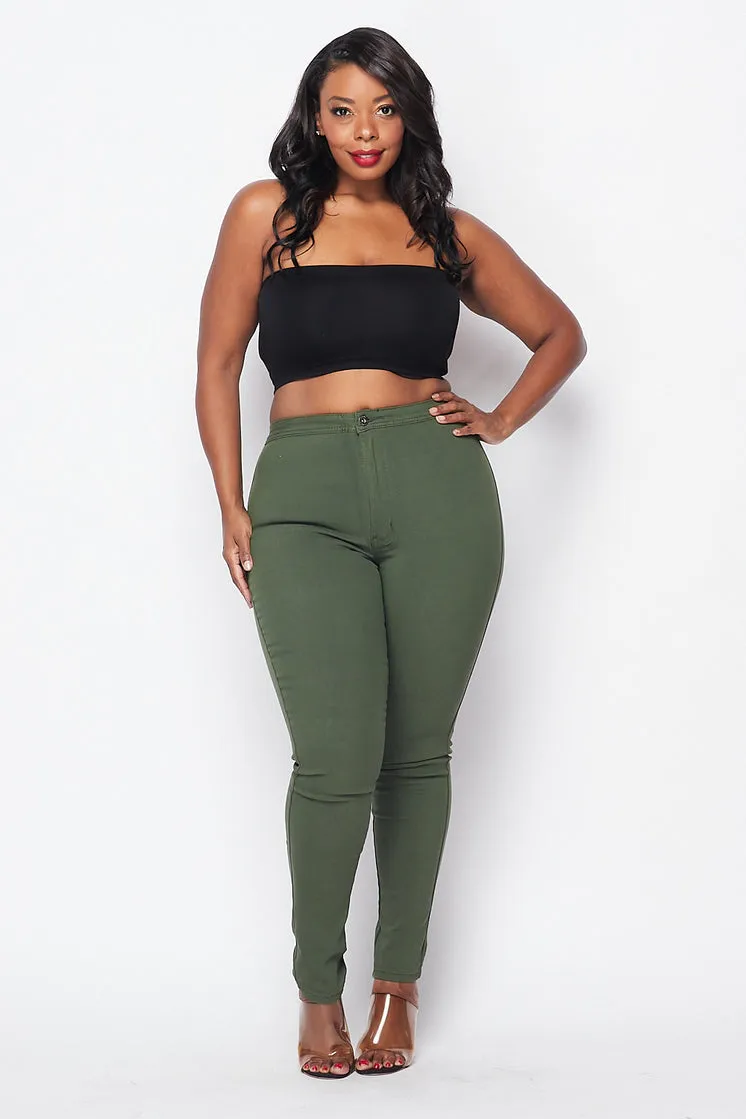Stretchy Skinny High Waist Jeans (More colors - Red, Black, Mustard, Olive,) Plus Size