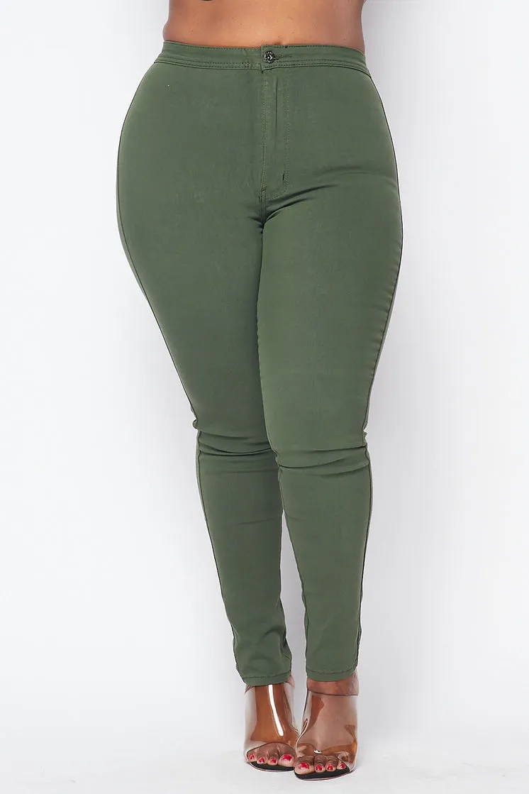 Stretchy Skinny High Waist Jeans (More colors - Red, Black, Mustard, Olive,) Plus Size