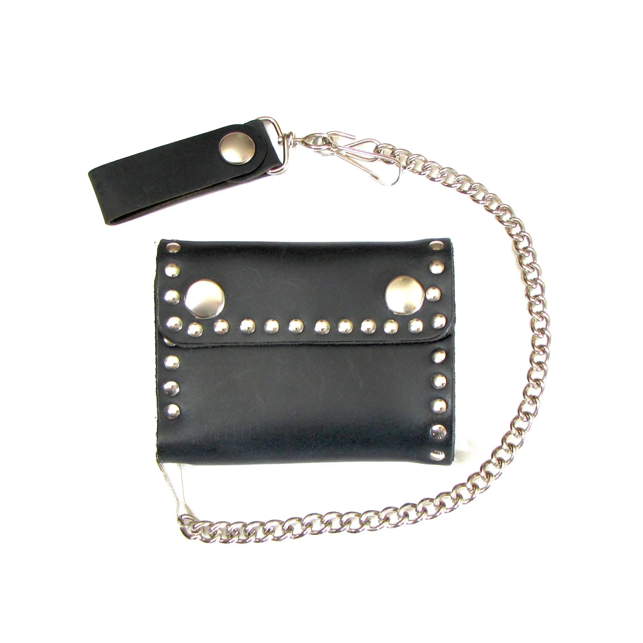 Studded Bi-Fold Wallet w/ Chain