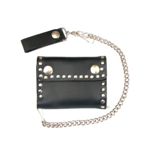 Studded Bi-Fold Wallet w/ Chain