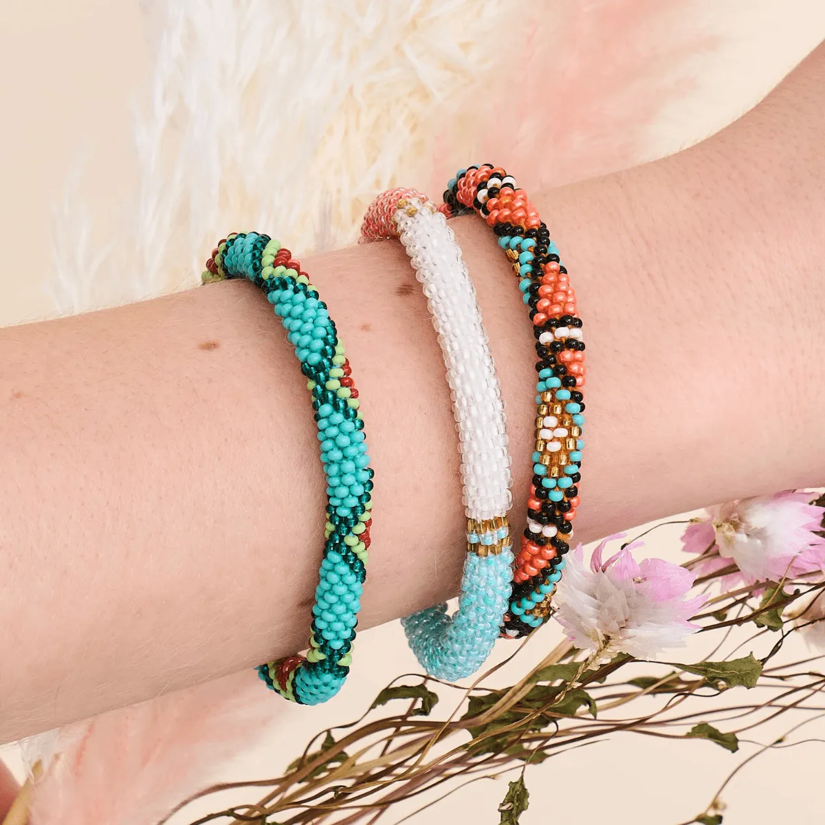 Succulent Flower | Himalayan Glass Bead Bracelet