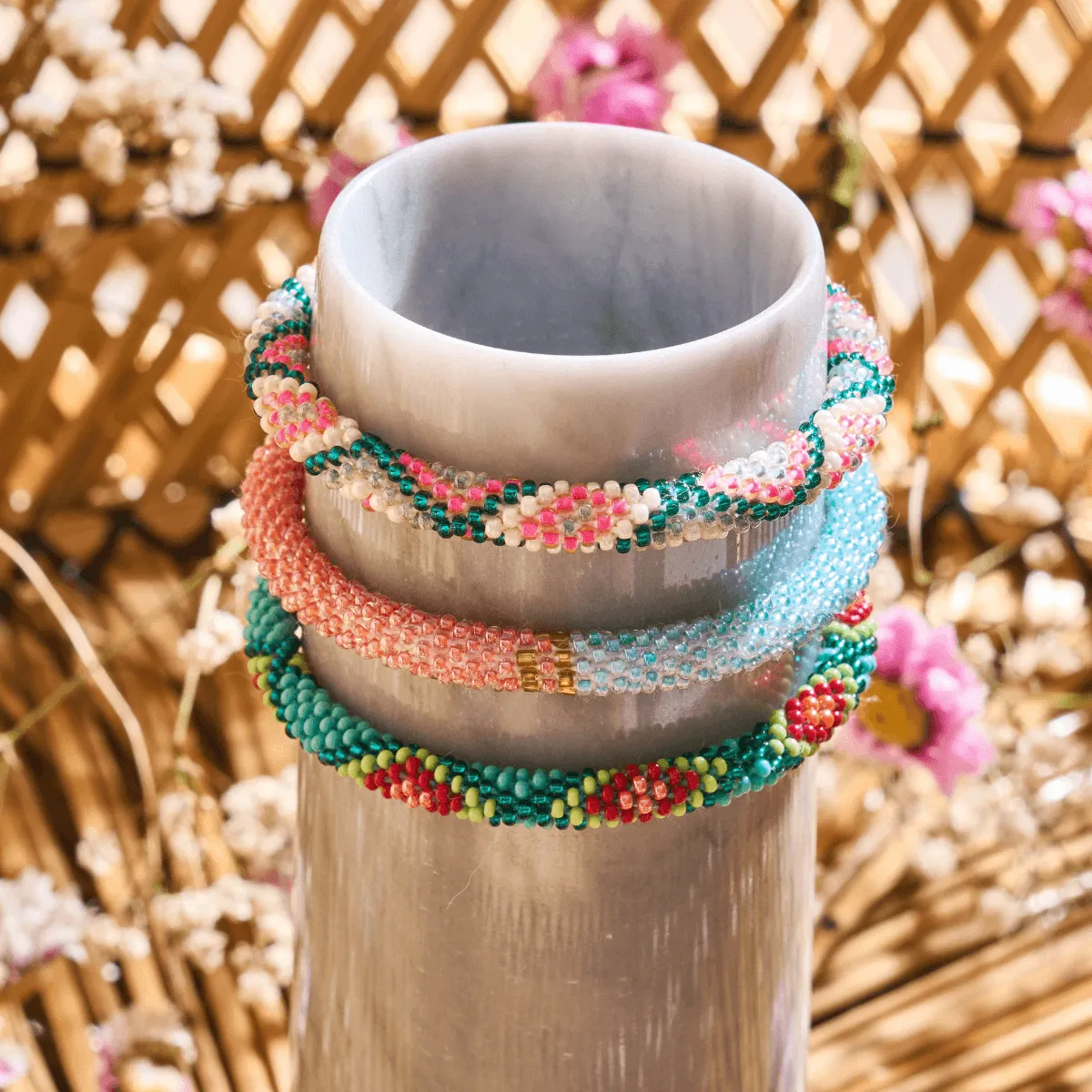 Succulent Flower | Himalayan Glass Bead Bracelet