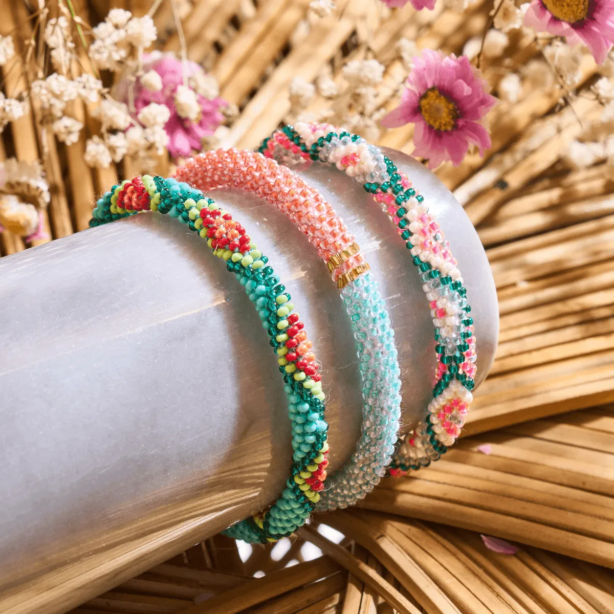 Succulent Flower | Himalayan Glass Bead Bracelet