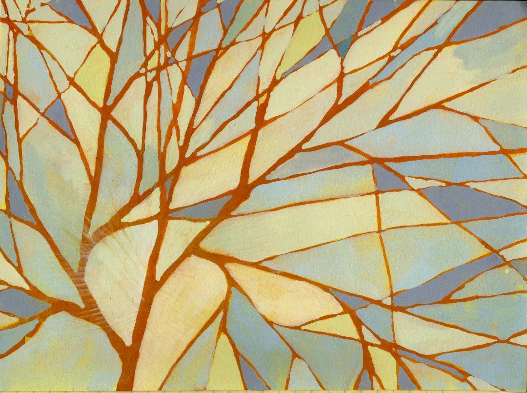 Sunny Day — Study   - Original Watercolor/Guache Painting = Abstract Landscape