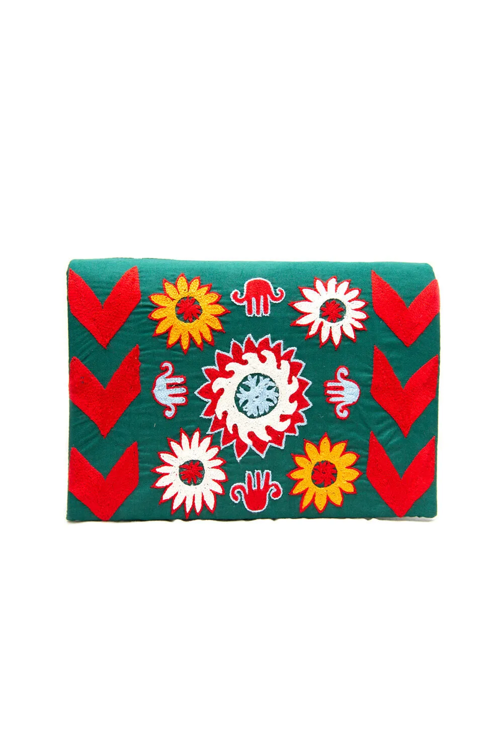 Suzani Embroidered Ikat Clutch