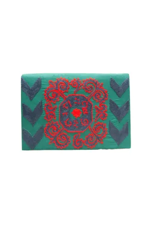 Suzani Embroidered Ikat Clutch