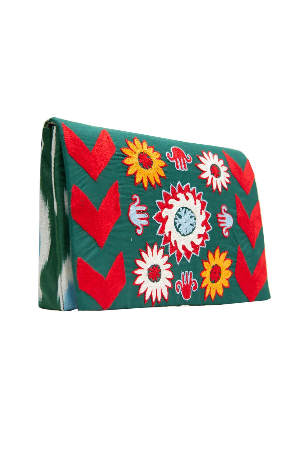 Suzani Embroidered Ikat Clutch