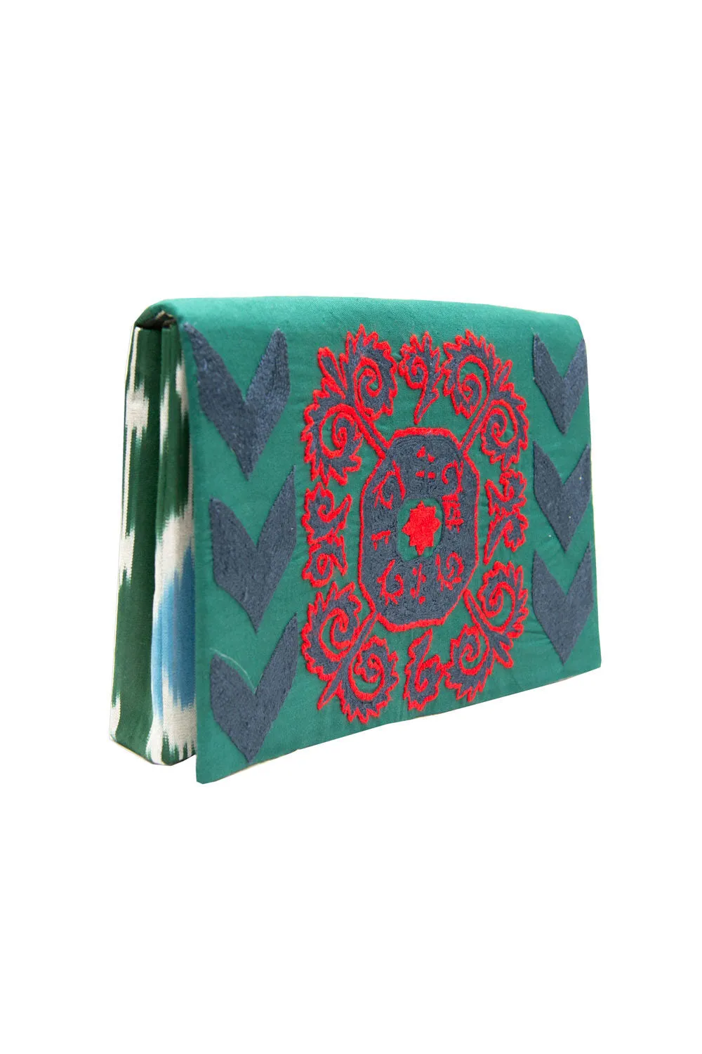 Suzani Embroidered Ikat Clutch