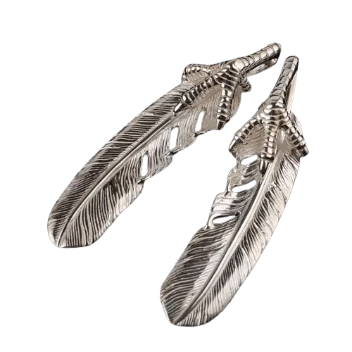 Tady King Silver Claw Feather Pendant