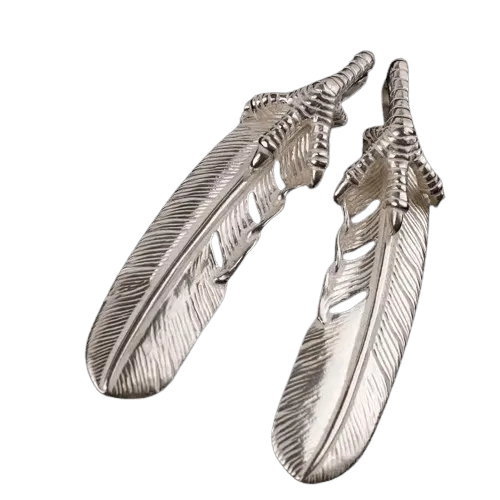 Tady King Silver Claw Feather Pendant