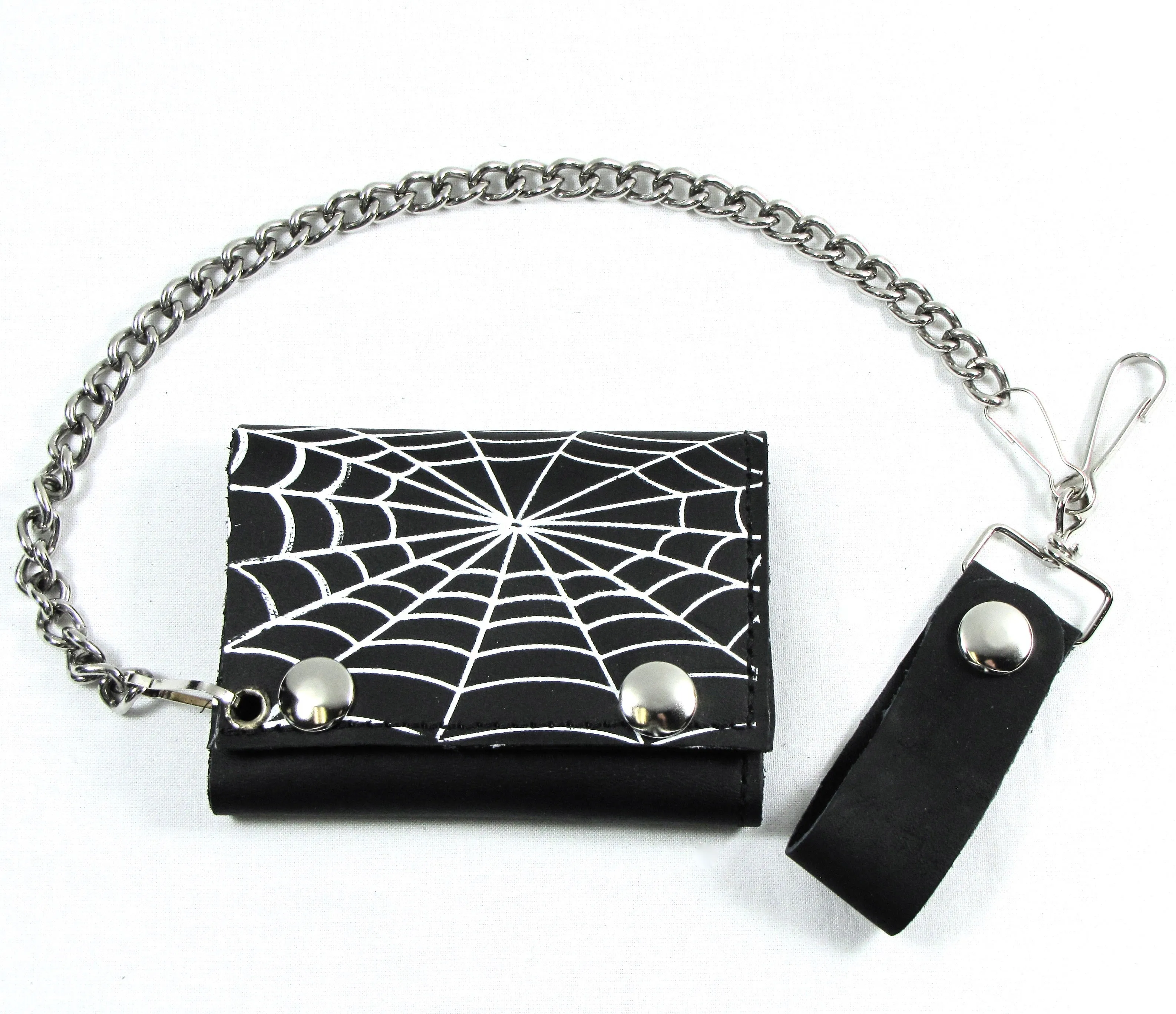TC304-18  Tri-Fold Chain Wallet- Spiderweb