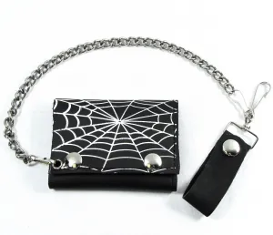 TC304-18  Tri-Fold Chain Wallet- Spiderweb
