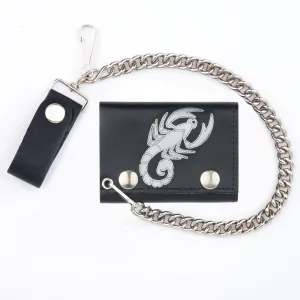 TC304-203 Tri-Fold Wallet w/ Chain- Scorpion