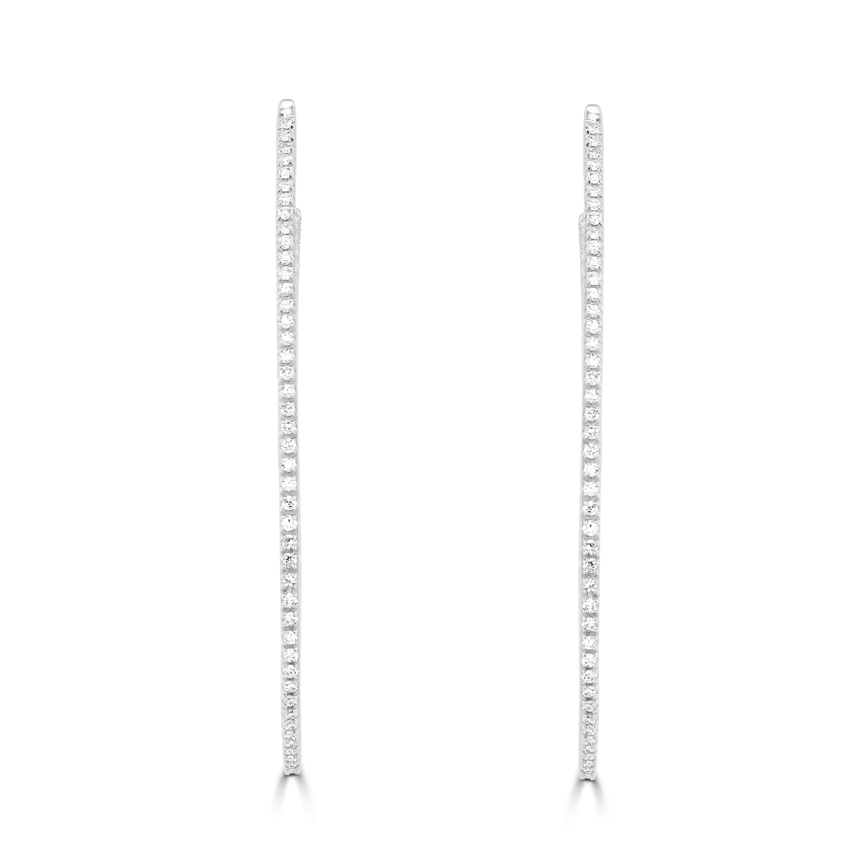 Tear-Shaped 14K White Gold & Diamond Hoop Earrings