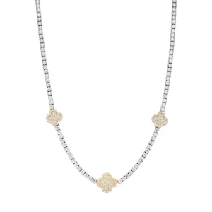 Tennis Clover Necklace Moissanite Womens 925 18"