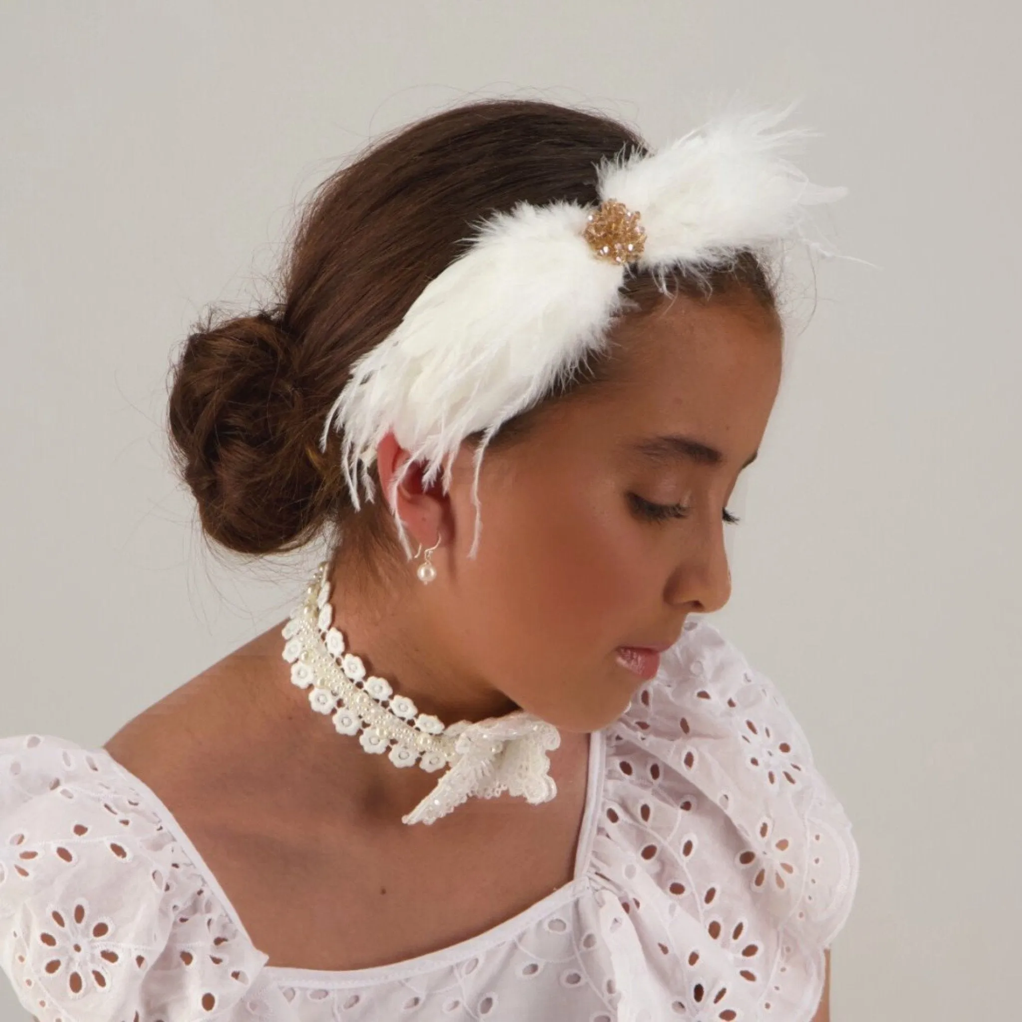 The Cassiel Feather Designer Bow Headband