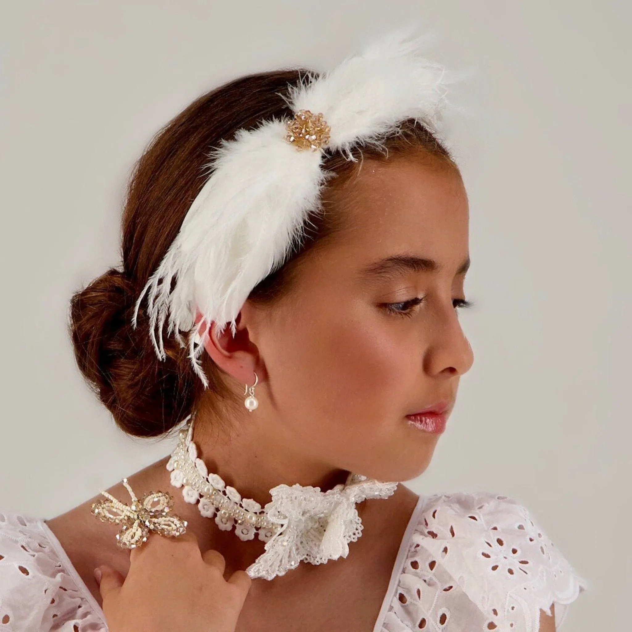 The Cassiel Feather Designer Bow Headband