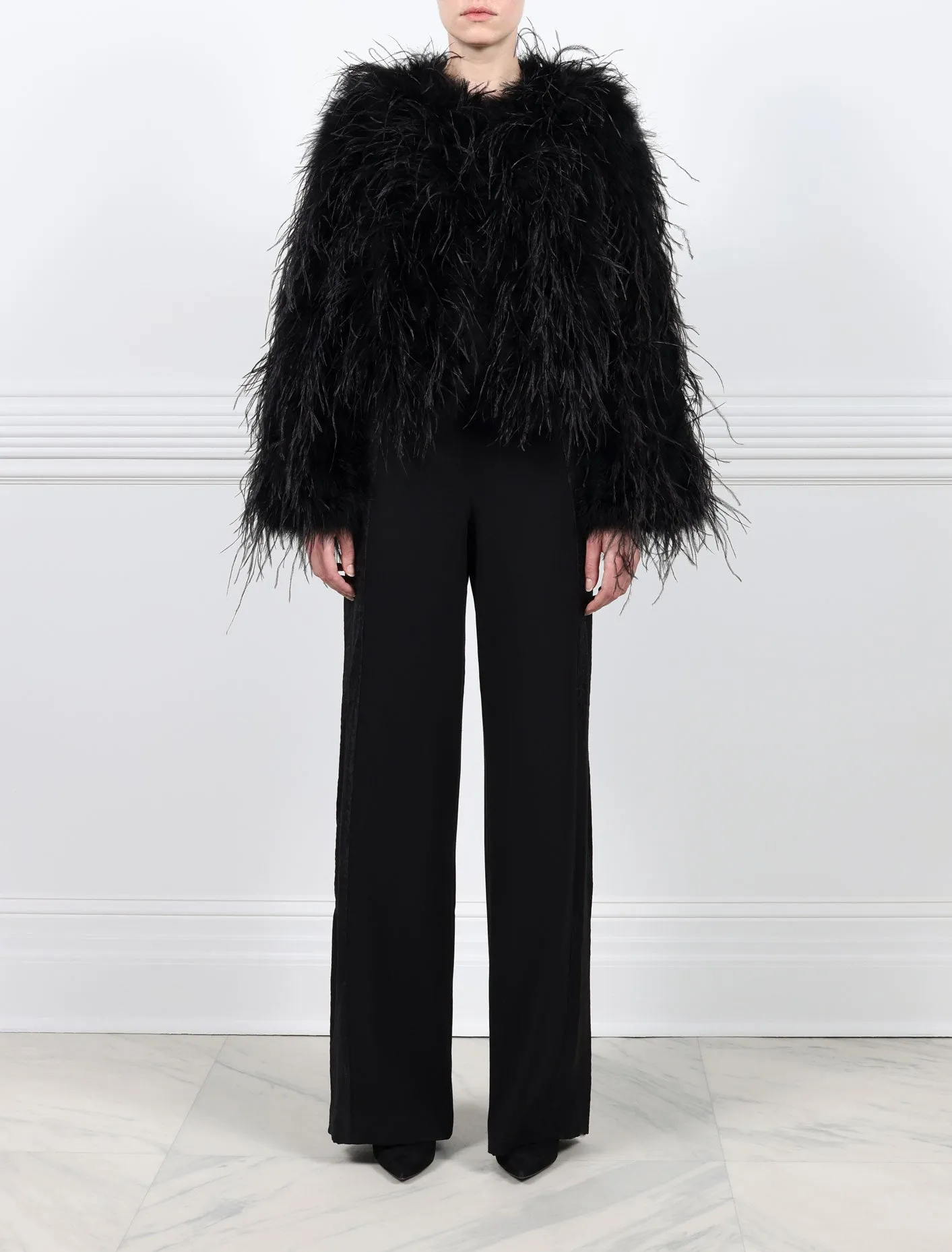 The Kiki Feather Jacket Availble in Black and White
