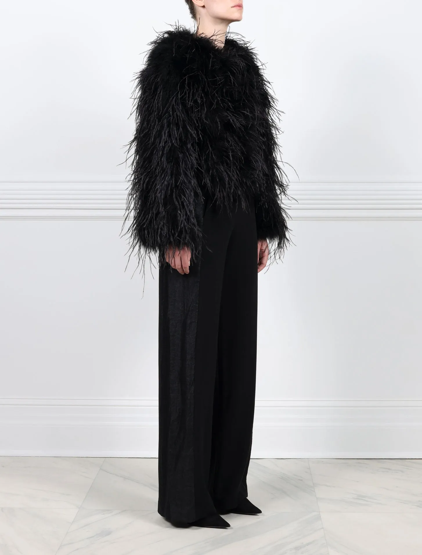 The Kiki Feather Jacket Availble in Black and White