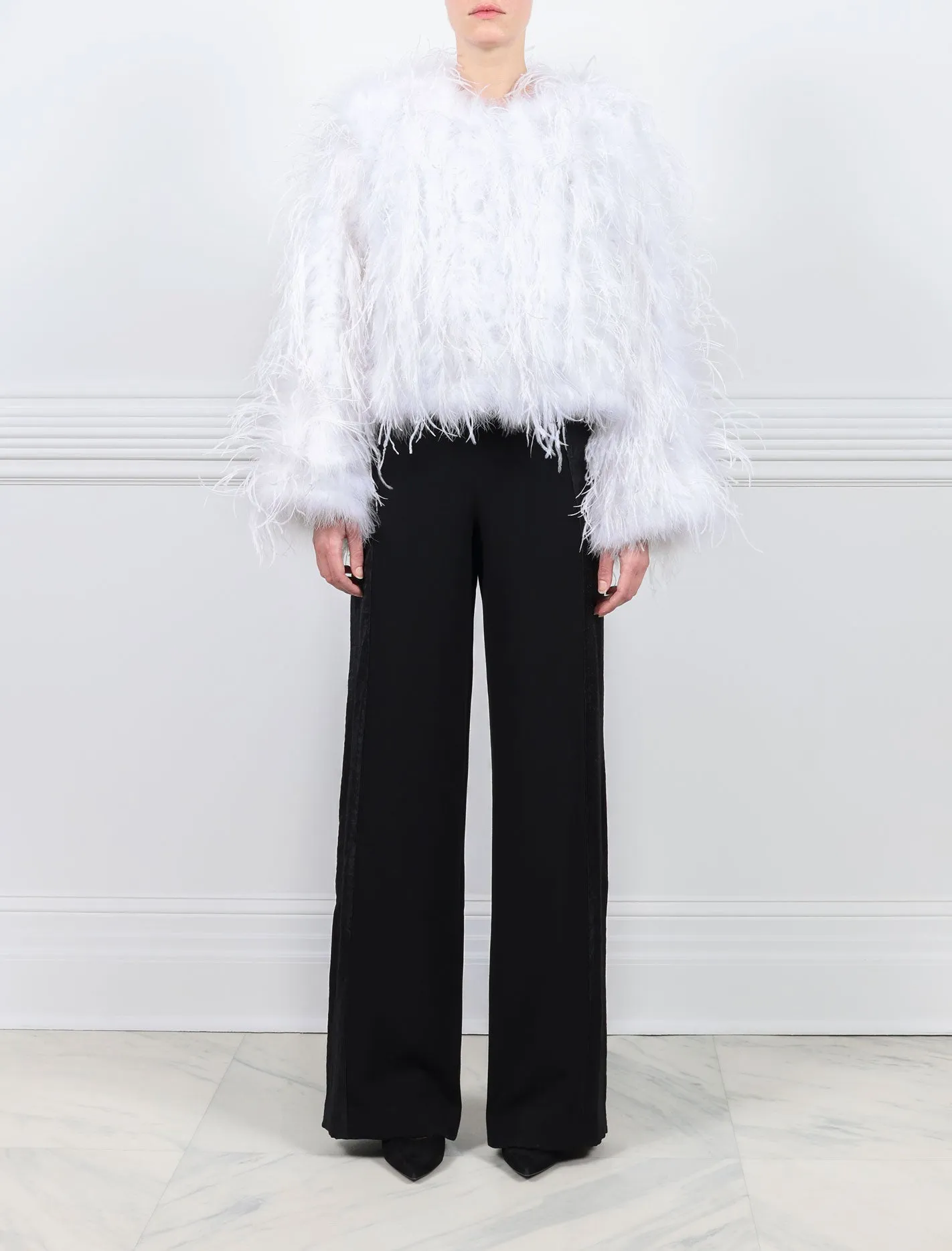 The Kiki Feather Jacket Availble in Black and White