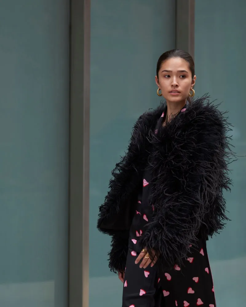 The Kiki Feather Jacket Availble in Black and White
