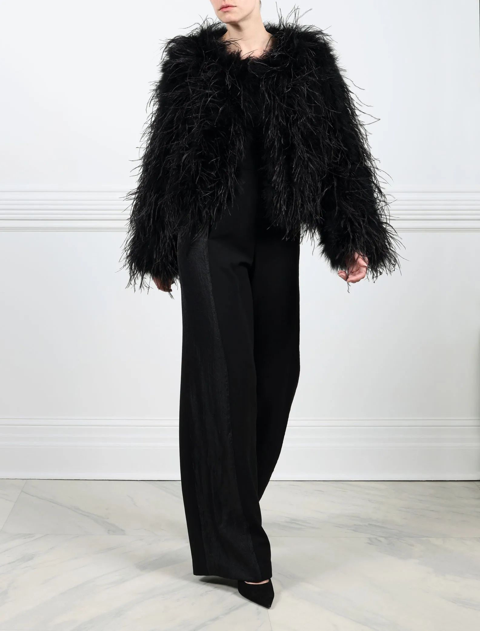 The Kiki Feather Jacket Availble in Black and White