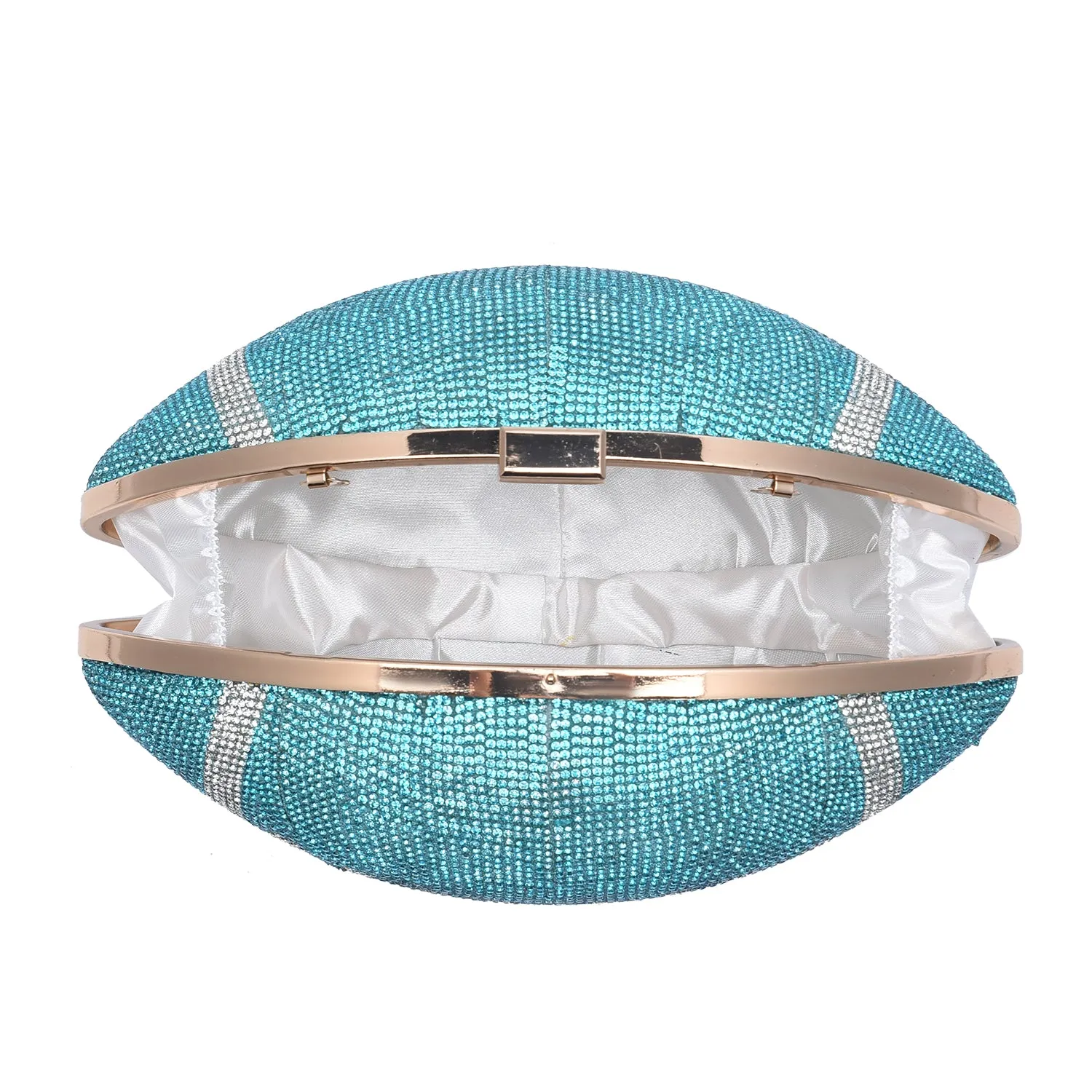 The Perfect SUPER BOWL Game Day Crystal Studded Football Clutch Bag ( BLUE )