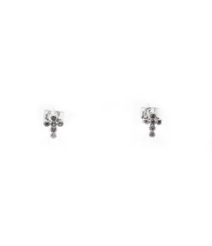 Theia Petite Cross Earrings - White Gold