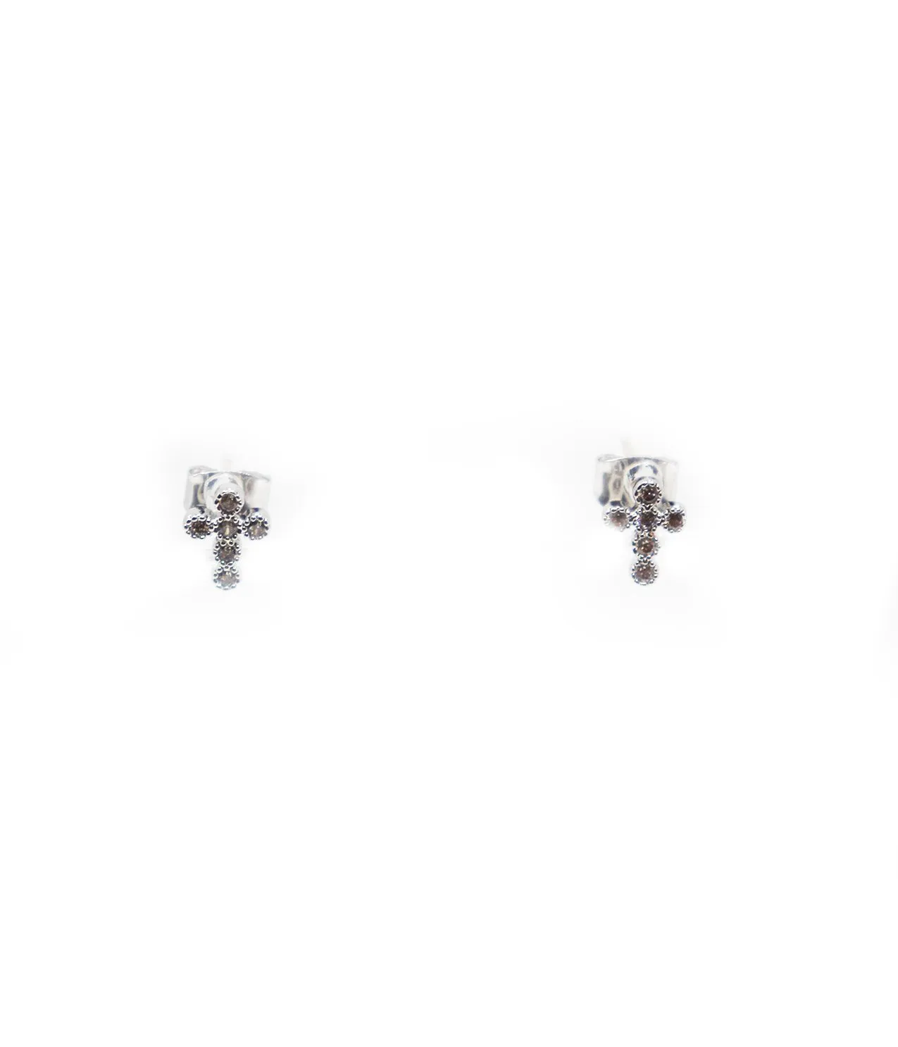 Theia Petite Cross Earrings - White Gold