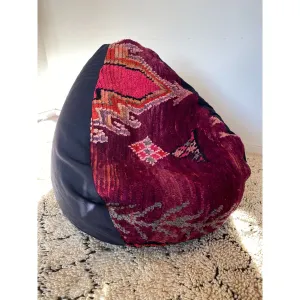 Throwback Moroccan Rug bean bag chair in purple & black