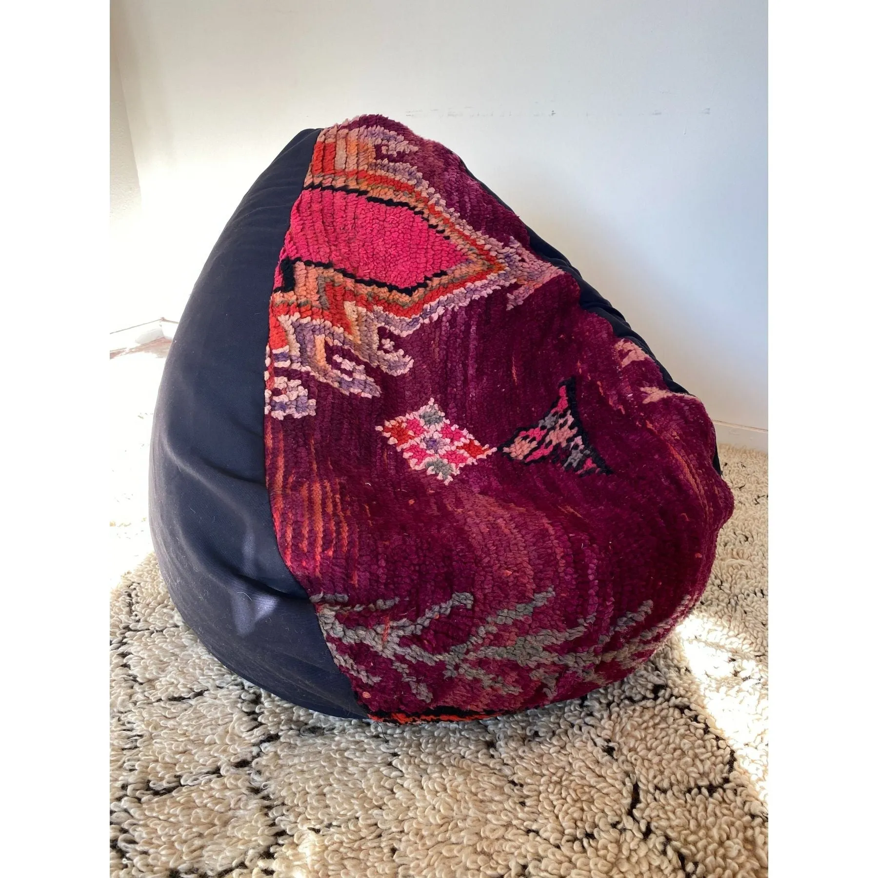Throwback Moroccan Rug bean bag chair in purple & black