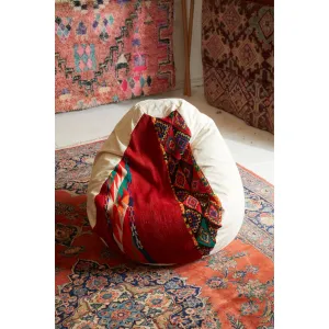 Throwback Moroccan Rug bean bag chair in white & red