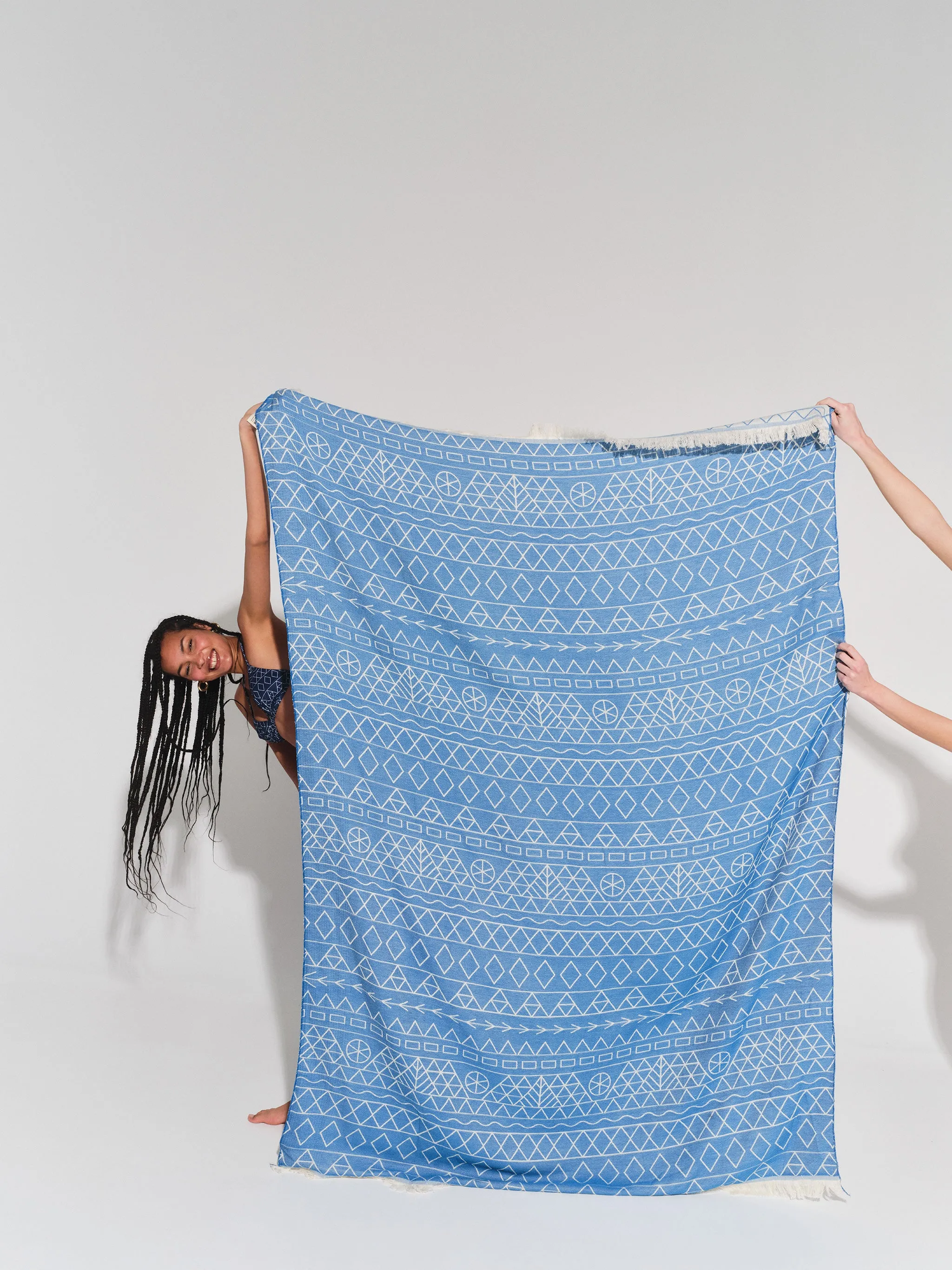 Tinos Bright Blue | Double Feather Beach Towel