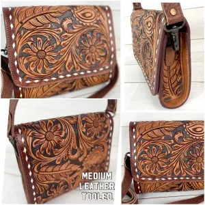 Tooled Leather Clutch Handbag