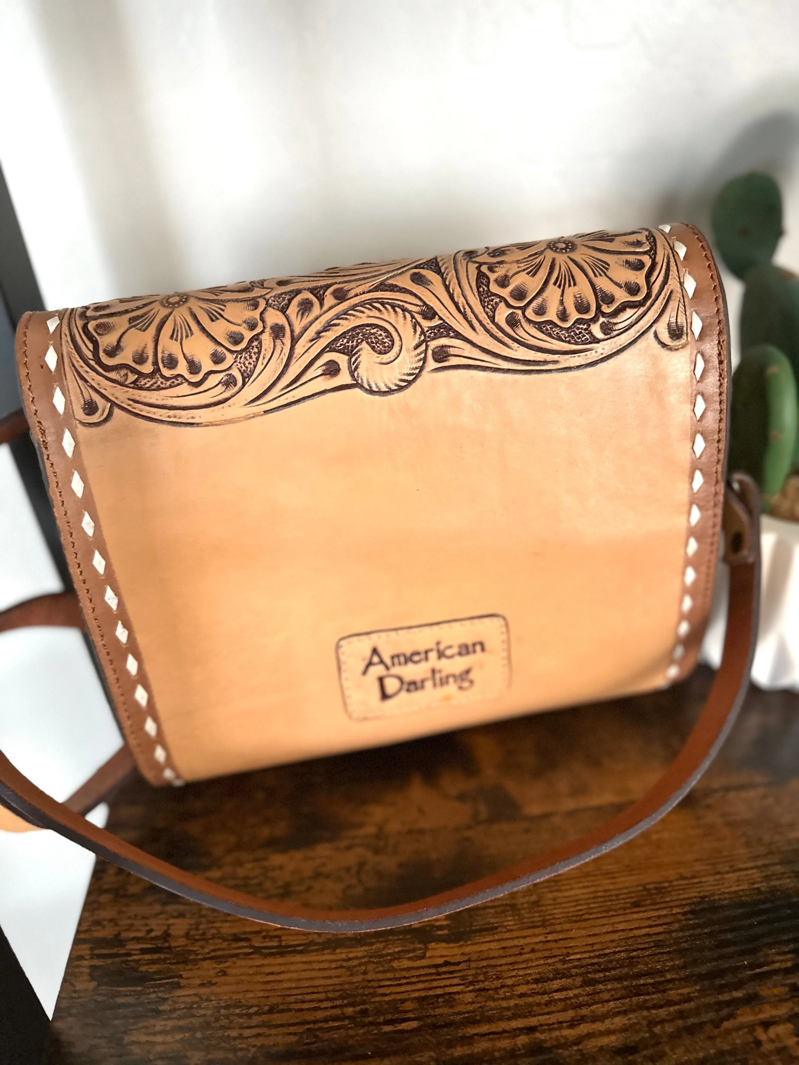 Tooled Leather Clutch Handbag
