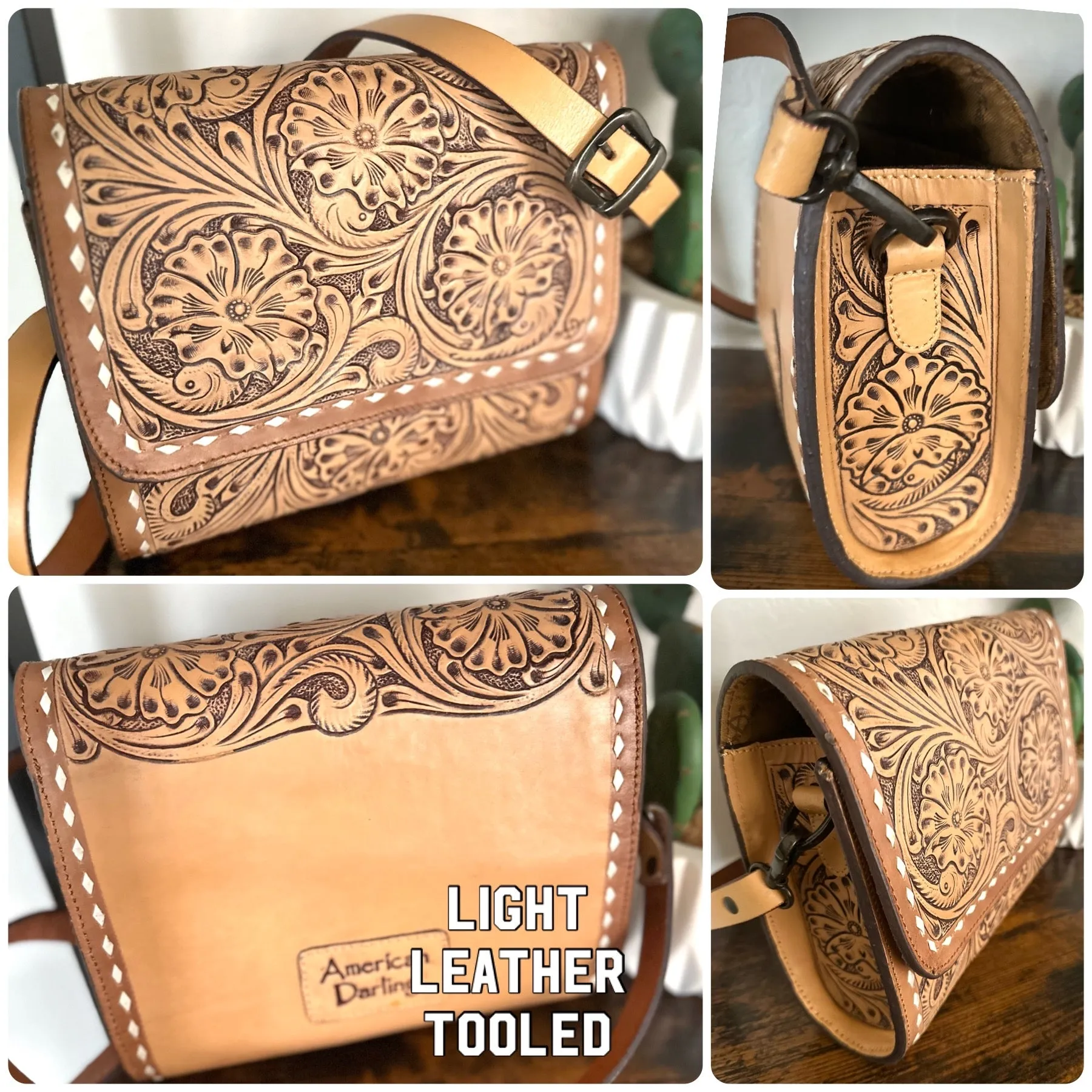 Tooled Leather Clutch Handbag