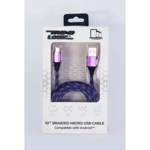 Trend Logic 10FT. Braided Micro USB Cable! Compatible with Android! Purple!