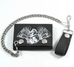 Tri-Fold Wallet w/Chain- Motorcycle Eagle