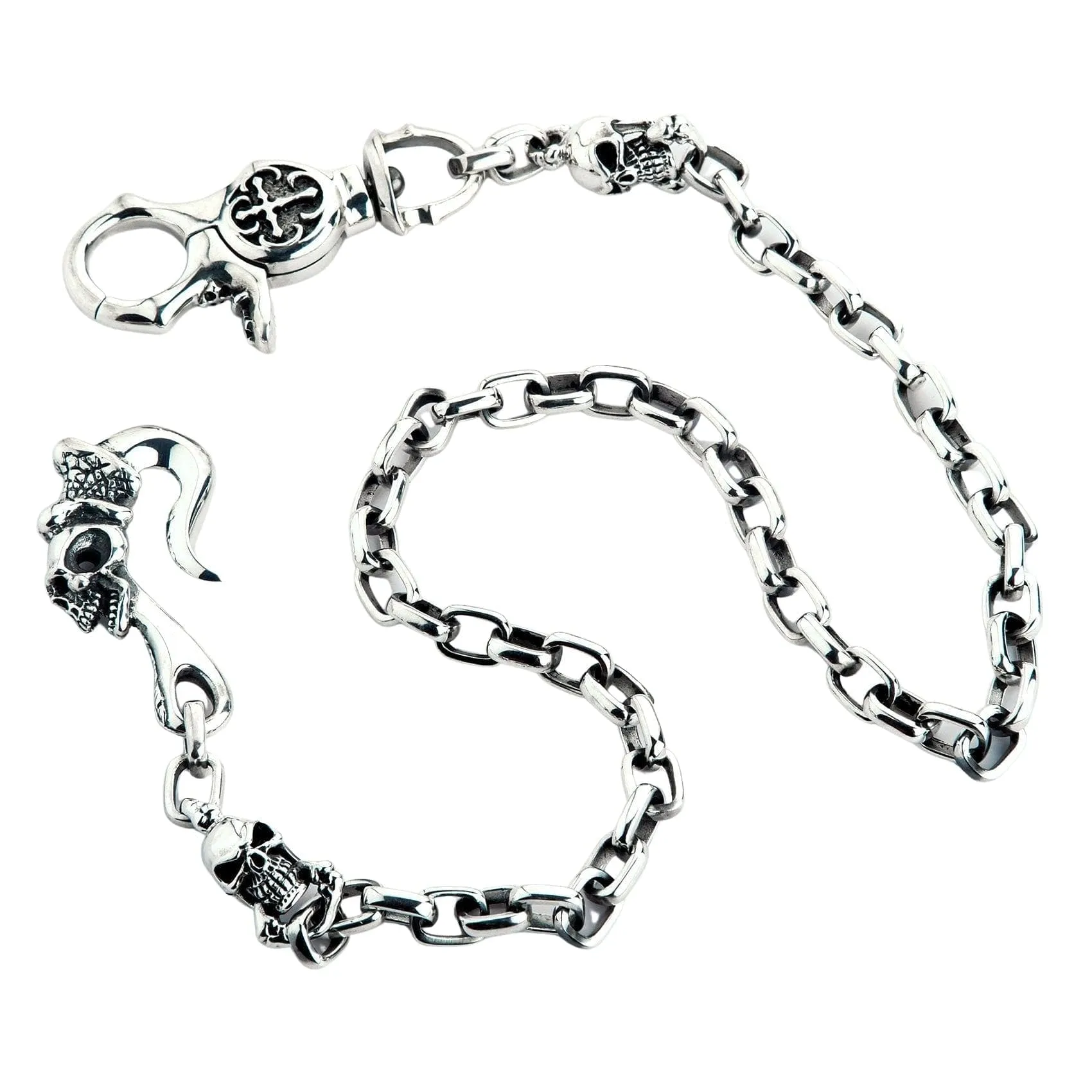 Tribal Gothic Skull Sterling Silver Wallet Chain